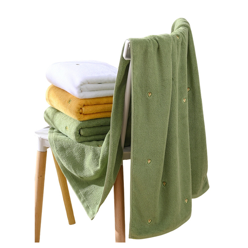 Πετσέτα μπάνιου και παραλίας με κεντημένο αβοκάντο, 100% βαμβάκι, 400–500 g, 32s νήματα, απλή ύφανση, Pu xi