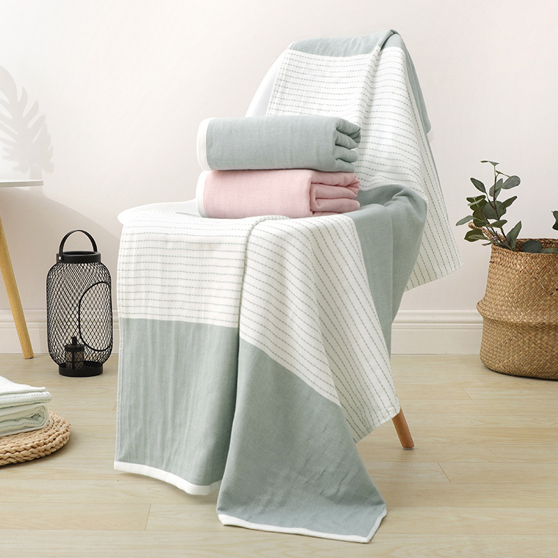 Кърпа за баня и плаж от чист памук с мрежеста тъкан, японски стил, джакардова 32s прежда, тегло 300–400 g, за възрастни и двойки