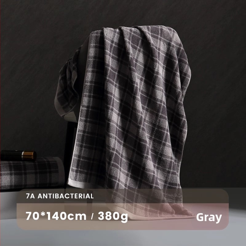 Houcheng Sada Bavlnených uterákov do kúpeľne, káro vzor, 300–400 g, jednoduché tkanie, 32s priadza
