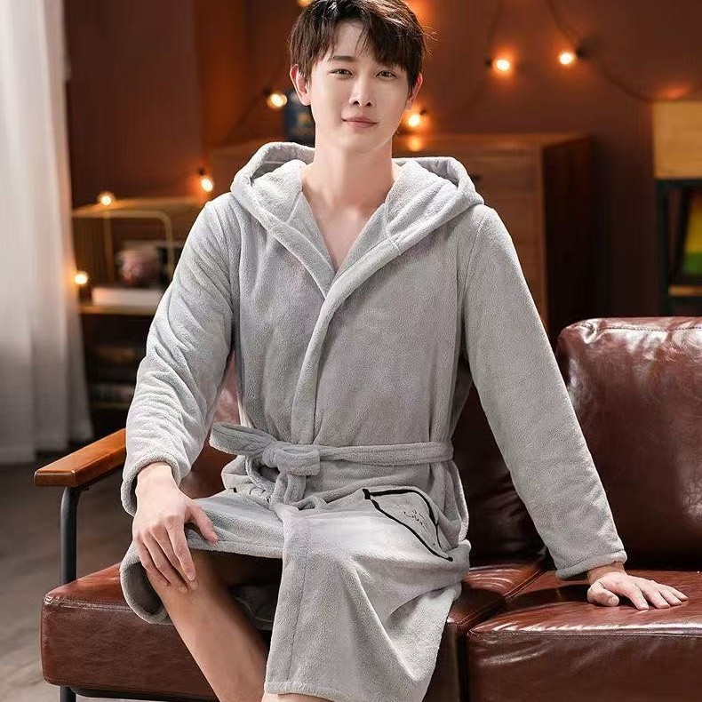 Μπουρνούζι με κουκούλα για φθινόπωρο, φλις κοράλλι, ανάμικτη σύνθεση 80/20, γρήγορο στέγνωμα, 620 g