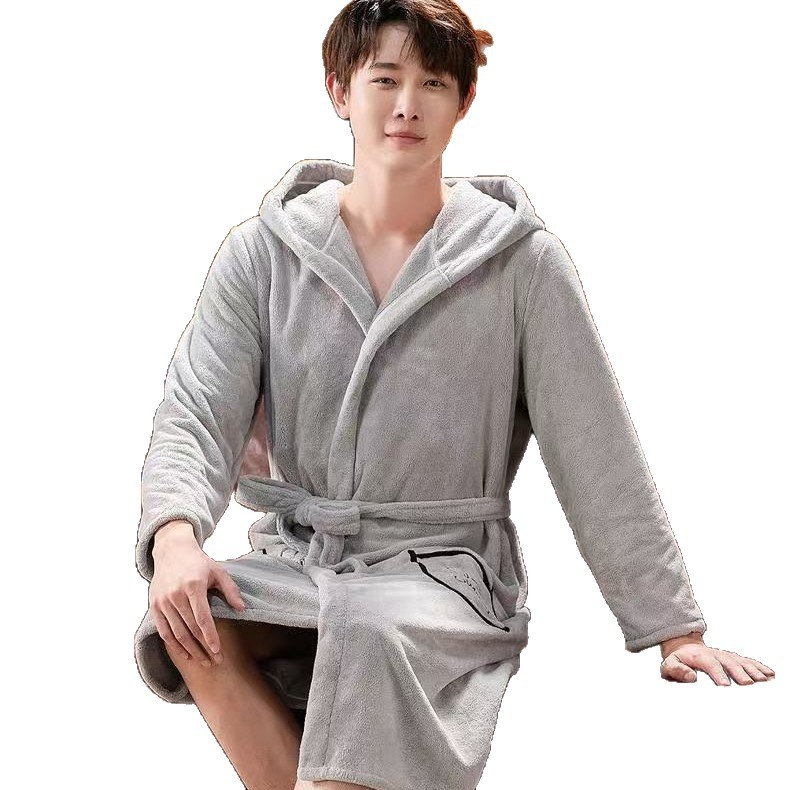 Μπουρνούζι με κουκούλα για φθινόπωρο, φλις κοράλλι, ανάμικτη σύνθεση 80/20, γρήγορο στέγνωμα, 620 g