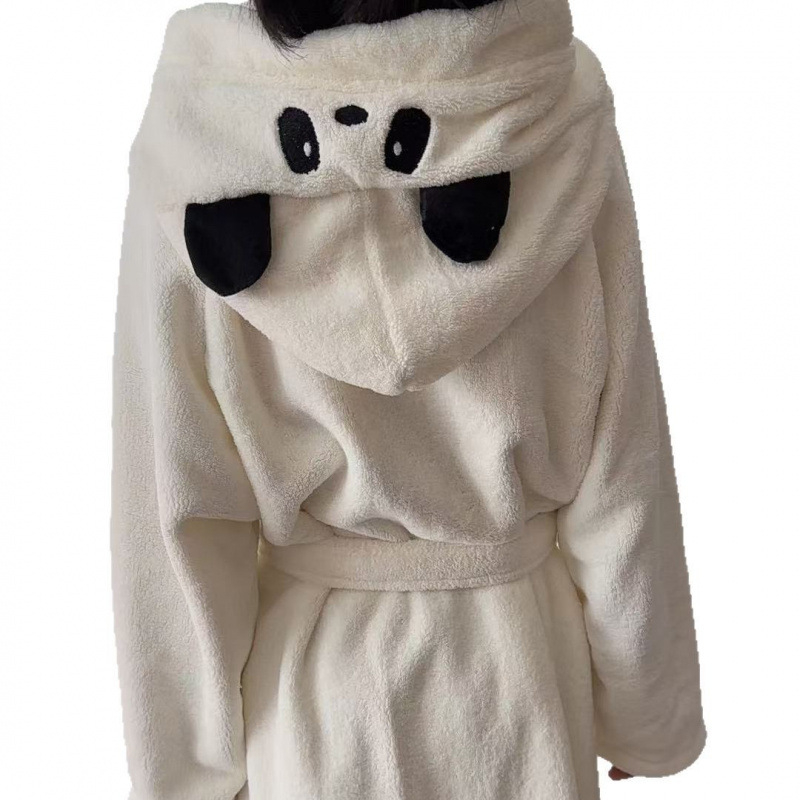 Детски халат за баня с качулка от коралов флис — Mi qijia, 200–300 g, 32s нишки, Plain weave