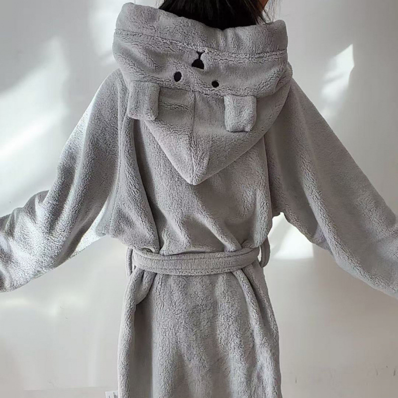 Детски халат за баня с качулка от коралов флис — Mi qijia, 200–300 g, 32s нишки, Plain weave