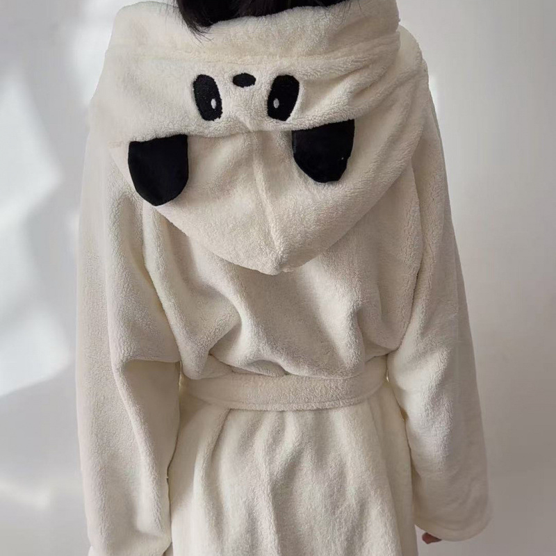 Детски халат за баня с качулка от коралов флис — Mi qijia, 200–300 g, 32s нишки, Plain weave