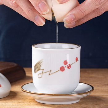 Porculanska čašica za parenje jaja u japanskom stilu, sigurna za mikrovalnu, ručno crtana površina