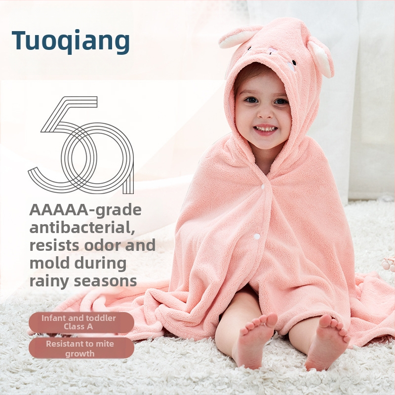 TU QIANG Baba kapucnis fürdőlepedő korall-flies anyagból, 150D, 300-400 g, hímzett, testreszabható