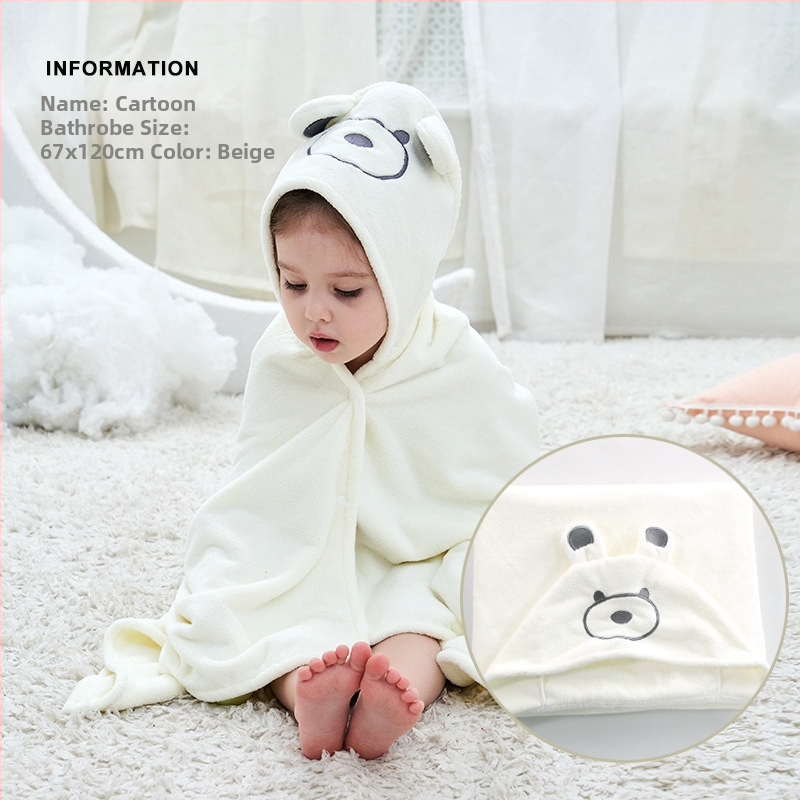 TU QIANG Baba kapucnis fürdőlepedő korall-flies anyagból, 150D, 300-400 g, hímzett, testreszabható