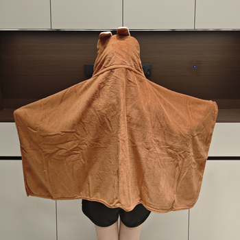Plišana deka s kapuljom za drijeme, s simpatičnim ušima (Materijal: koralni fleece; Težina: 300–400 g; Pređa: 150D; Proces: vez)