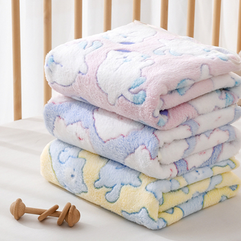 Dječji ručnik za kupanje s kapom, koralni fleece, print karikatura, 170–200 g, pređa 150d