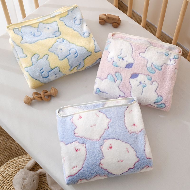 Dječji ručnik za kupanje s kapom, koralni fleece, print karikatura, 170–200 g, pređa 150d
