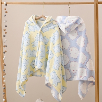 Dječji ogrtač za kupanje s kapuljačom - koralni fleece, 200–300 g, 150d pređa, Proces tiska, Li qingya