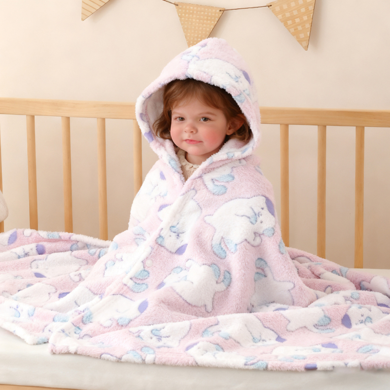 Dječji ogrtač za kupanje s kapuljačom - koralni fleece, 200–300 g, 150d pređa, Proces tiska, Li qingya