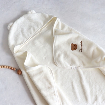 Baba kapucnis fürdőlepedő, hímzett, gyorsan száradó, korall plüss, karitree