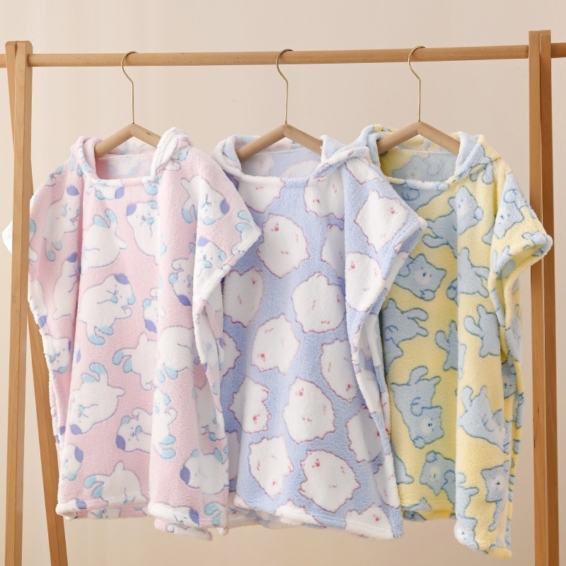 Dječji kupaći ogrtač–ručnik za tuširanje s otiskom, koralni fleece, 200–300 g, 150D vlakna, tisak