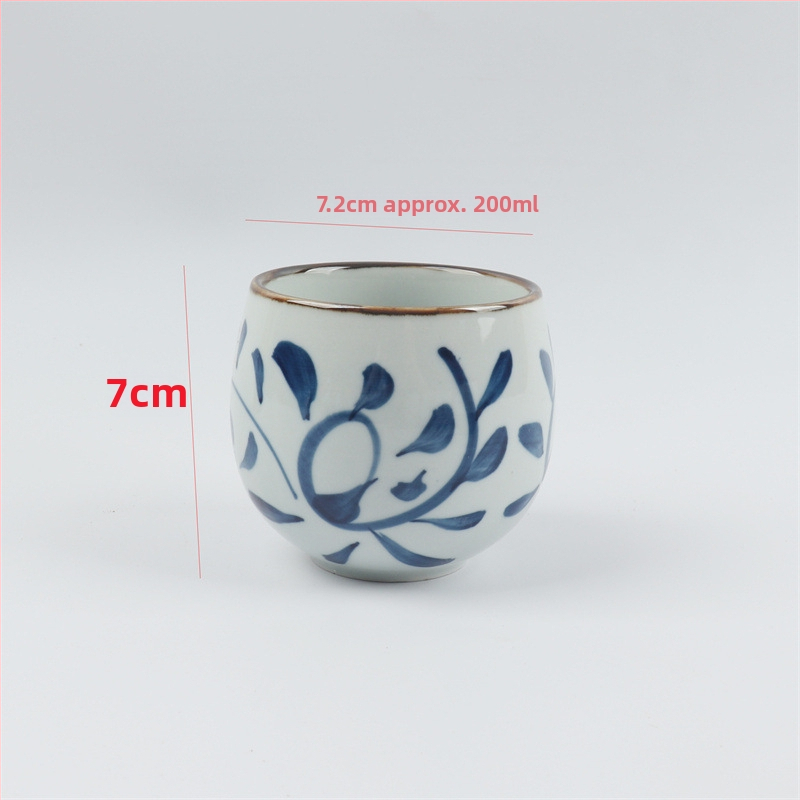 Japonský štýl pareného vajíčka miska s viečkom, porcelánová miska na čaj - vhodná do mikrovlnky, ručne maľovaná plocha