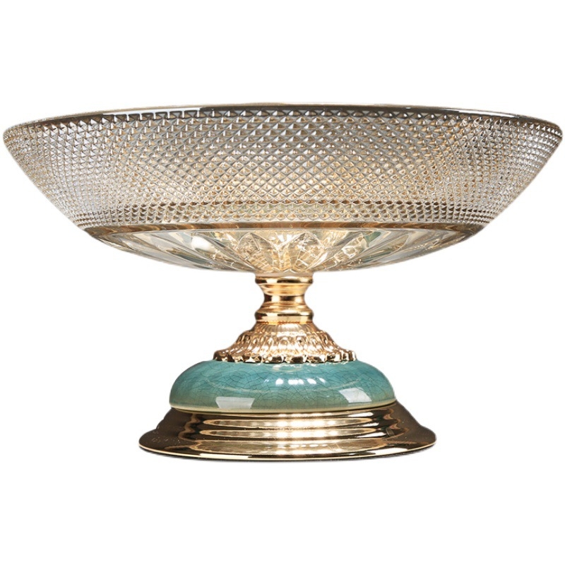 Stiklinė vaisių lėkštė svetainei ir valgomojo stalui – dekoratyvi, elektroplakavimo paviršius, pritaikymas