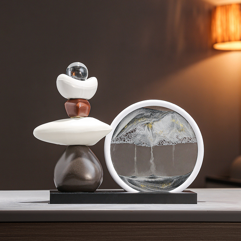 Керамичен декоративен елемент с пясъчна картина, китайски стил, Lashangtao, луксозен домашен декор за хол и шкафове, подарък за нов дом