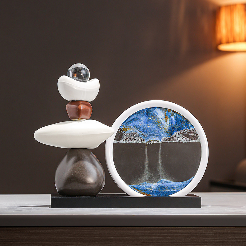 Керамичен декоративен елемент с пясъчна картина, китайски стил, Lashangtao, луксозен домашен декор за хол и шкафове, подарък за нов дом