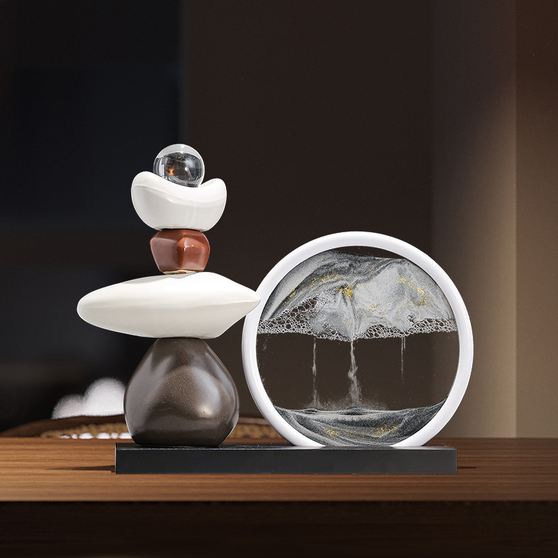 Керамичен декоративен елемент с пясъчна картина, китайски стил, Lashangtao, луксозен домашен декор за хол и шкафове, подарък за нов дом