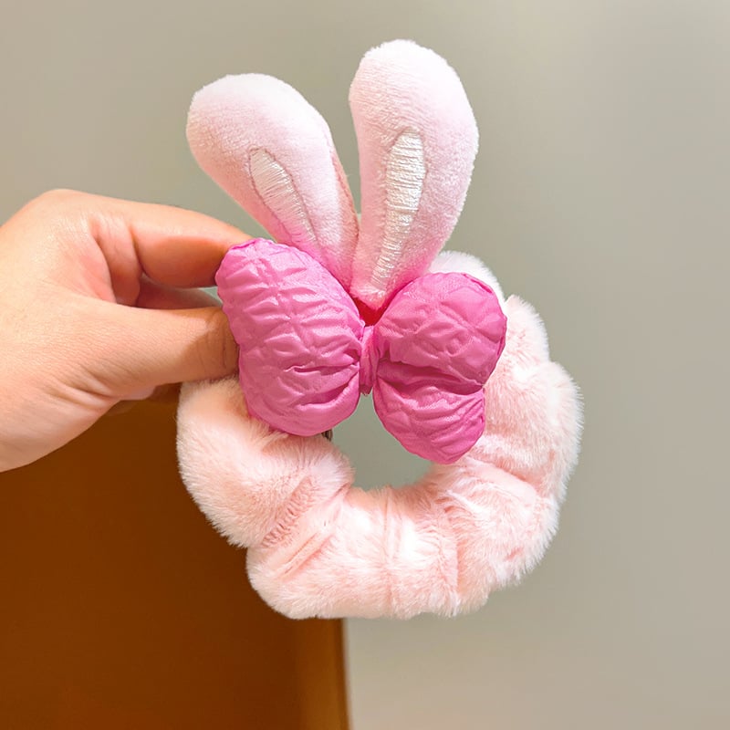 Λαστιχάκι αλογοουρά με λουλούδι και φιόγκο - βελούδινο ύφασμα, χειροποίητο, κορεατικό στυλ, υψηλή ελαστικότητα