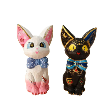 Basswood koka Gigi kaķa dekors birojā, TV skapim un kafijas galdiņam – roku gravēts, DIY gleznošana, mūsdienu māksla