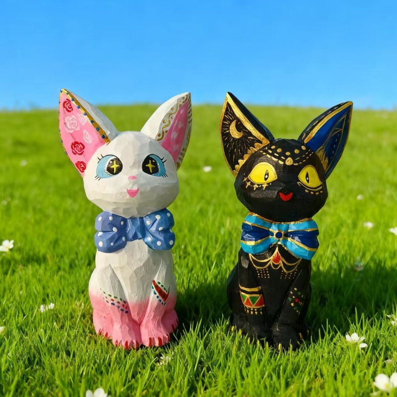 Basswood koka Gigi kaķa dekors birojā, TV skapim un kafijas galdiņam – roku gravēts, DIY gleznošana, mūsdienu māksla