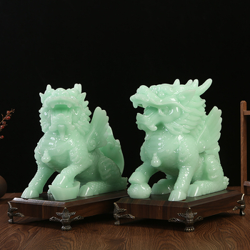 Двойка Кирин смолни статуетки за домашна декорация — смолни фигурки, подходящ подарък за домакинство и откриване на офис