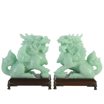 Двойка Кирин смолни статуетки за домашна декорация — смолни фигурки, подходящ подарък за домакинство и откриване на офис