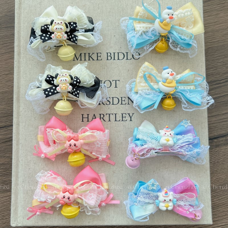 Κλιπ μαλλιών με gradient ουράνιο τόξο και φιόγκο, μονόκερος και καμπανάκι με μικρή κίτρινη πάπιτσα – Χειροποίητο ελατηριωτό κλιπ για γυναίκες, Κορεατικό στυλ (Υλικό: πλαστικό, ανάμικτα υλικά; Στυλ: κορεατικό; Σεζόν: Καλοκαίρι 2025)