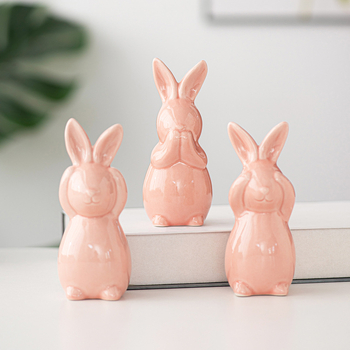 Porcelanska zec figura, Newtewell, moderni minimalistički stil, dekoracija za dnevni boravak i TV ormarić