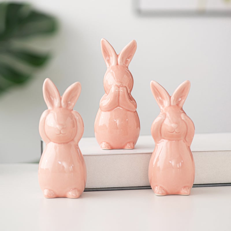 Porcelanska zec figura, Newtewell, moderni minimalistički stil, dekoracija za dnevni boravak i TV ormarić