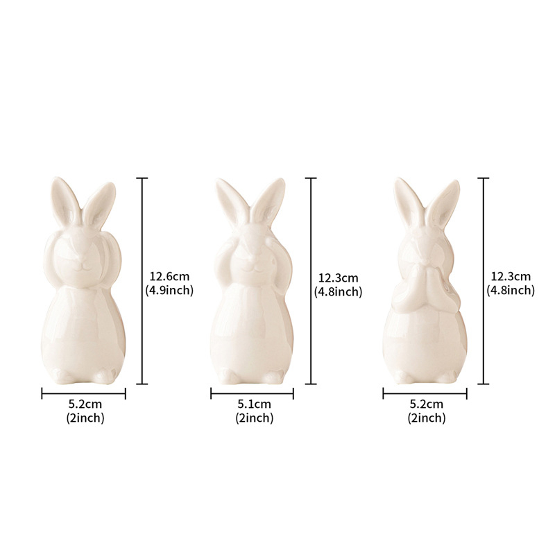 Porcelanska zec figura, Newtewell, moderni minimalistički stil, dekoracija za dnevni boravak i TV ormarić