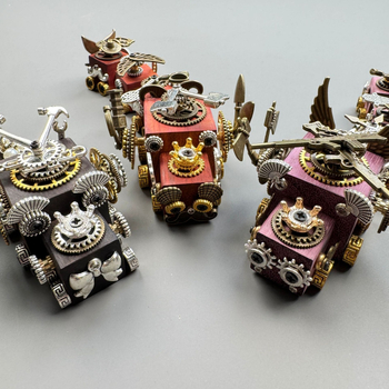 Ručni rad drvena stolna dekorativna figurica – punk robot vlak, crtani stil