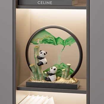 Panda figura od smole za hodnik i ormar TV/vina – moderni minimalistički pijeskoviti umjetnički rad s mogućnošću tiskanja logotipa, izvrsno darilo