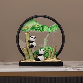 Panda figura od smole za hodnik i ormar TV/vina – moderni minimalistički pijeskoviti umjetnički rad s mogućnošću tiskanja logotipa, izvrsno darilo