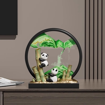 Panda figura od smole za hodnik i ormar TV/vina – moderni minimalistički pijeskoviti umjetnički rad s mogućnošću tiskanja logotipa, izvrsno darilo