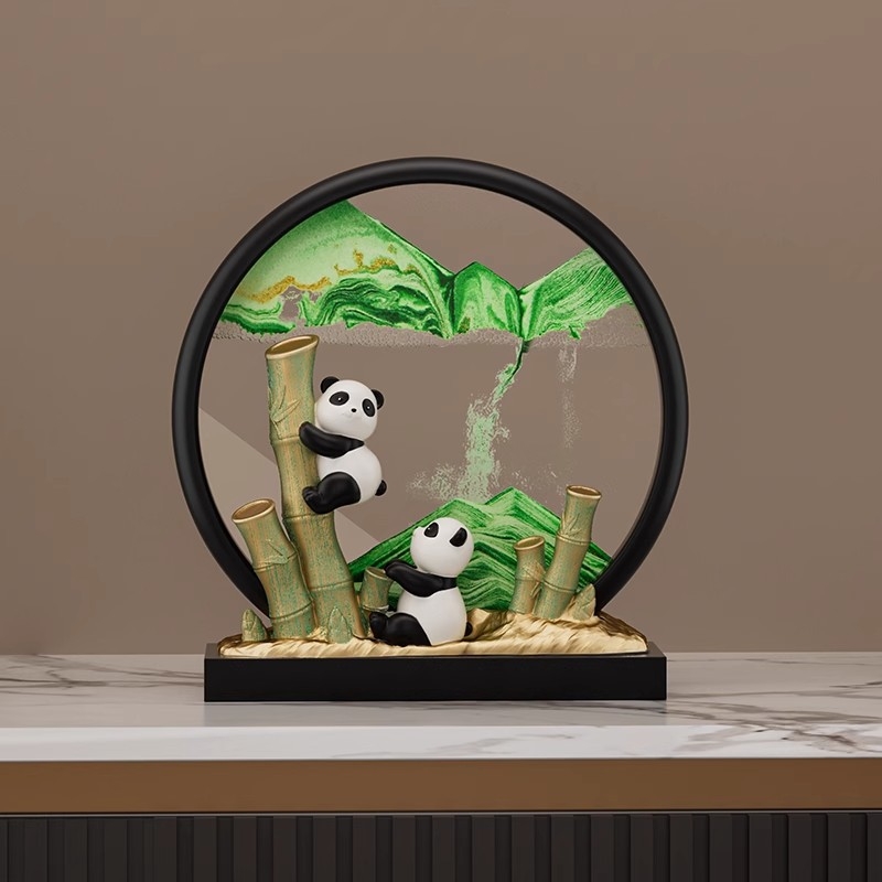 Panda figura od smole za hodnik i ormar TV/vina – moderni minimalistički pijeskoviti umjetnički rad s mogućnošću tiskanja logotipa, izvrsno darilo
