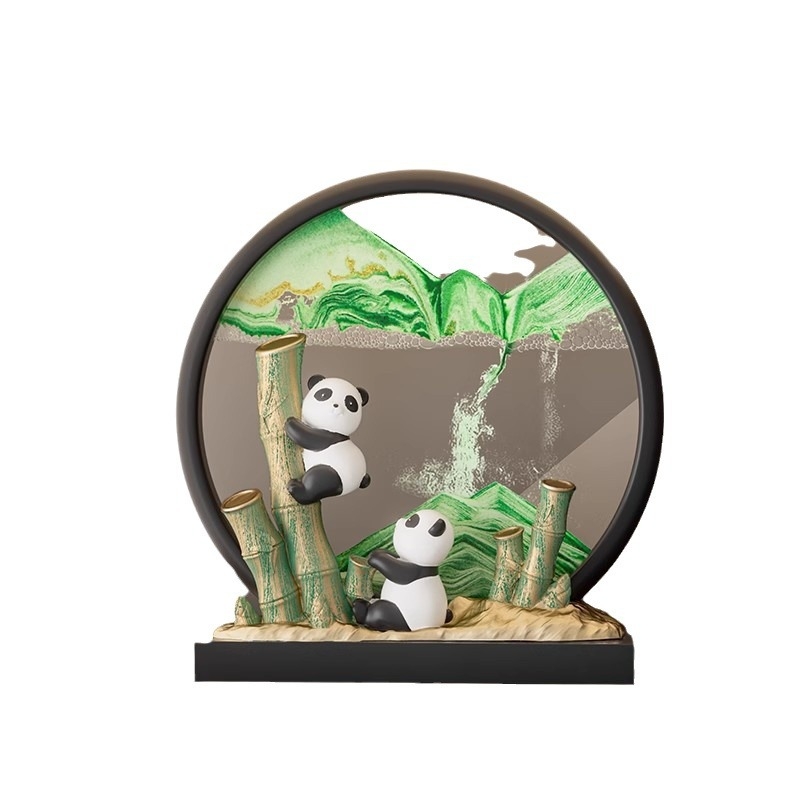 Panda figura od smole za hodnik i ormar TV/vina – moderni minimalistički pijeskoviti umjetnički rad s mogućnošću tiskanja logotipa, izvrsno darilo