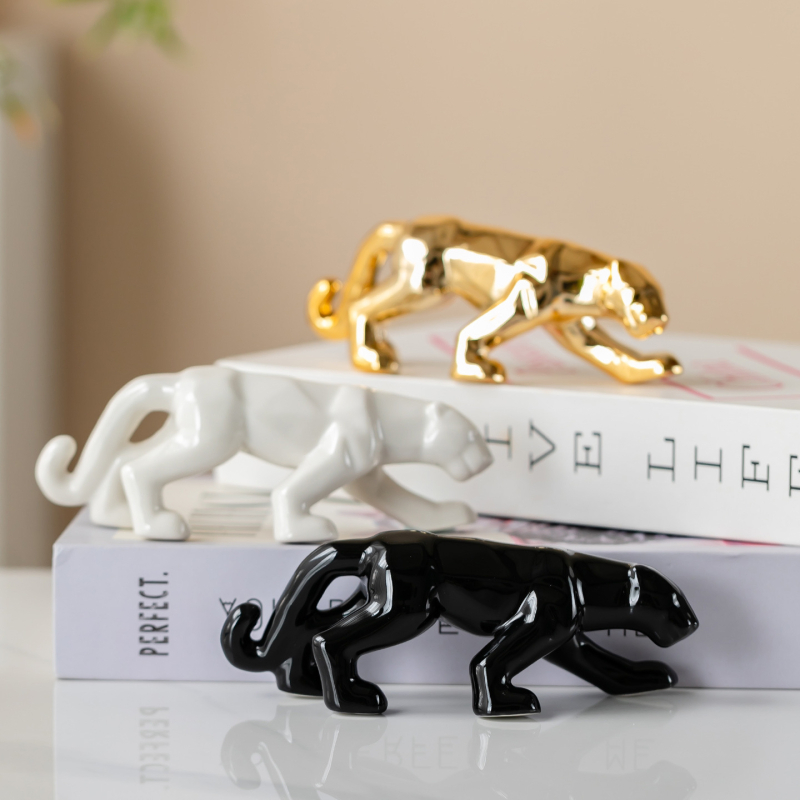 Leopard keramički ukras za dnevni boravak, nordijski bijeli porculan, Jintong Ceramics