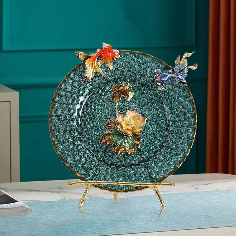 Emajlirani lotus umjetnički ukras - metal, ručna izrada, prilagodljiv, Novi kineski stil