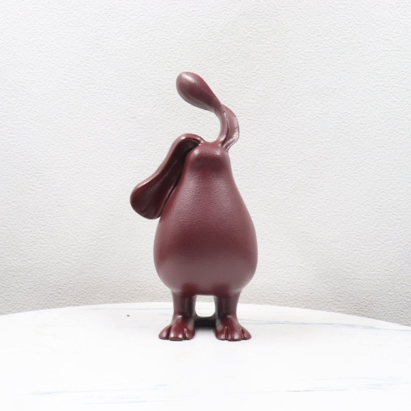 Figurină de iepure din rășină cu urechi lungi – stil modern minimalist, sculptură vopsită, personalizabilă