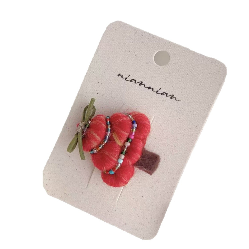 Clip de păr handmade, în formă de brad de Crăciun, din material textil, stil coreean, pentru copii 3–10 ani