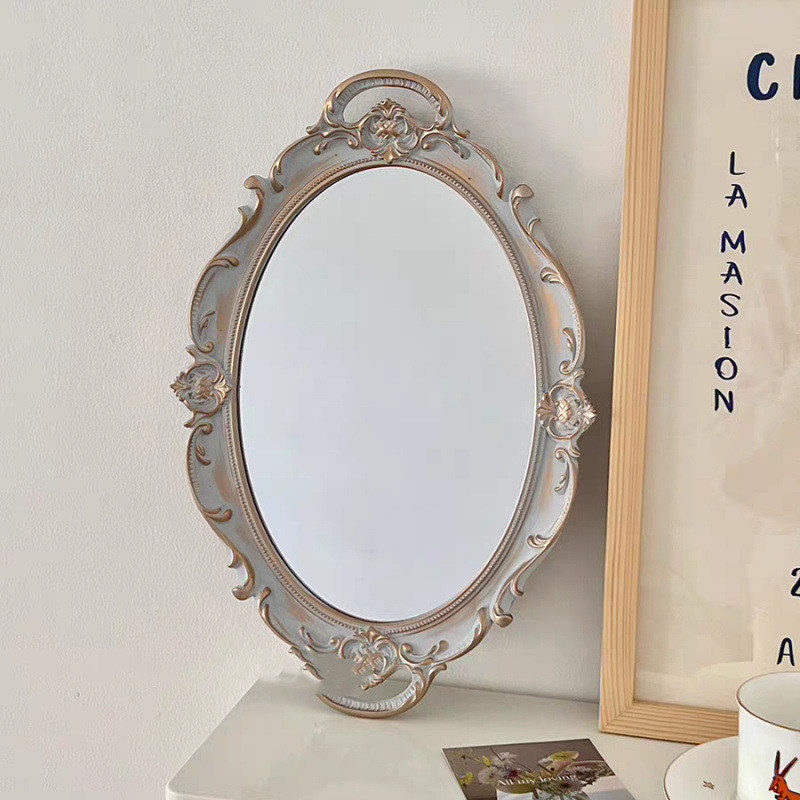 Üveg tükörrel ellátott tál, francia retro stílusú nappaliba – ékszer- és aromaterápiás bemutató, tárolás; Anyag: Üveg; Feldolgozás: Nincs testreszabás; Felszíntechnológia: Egyéb