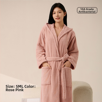 Μπουρνούζι μπάνιου από φλις κοραλλιού, πολυεστερικό νήμα με νάιλον συνθετικό νήμα, 720 g