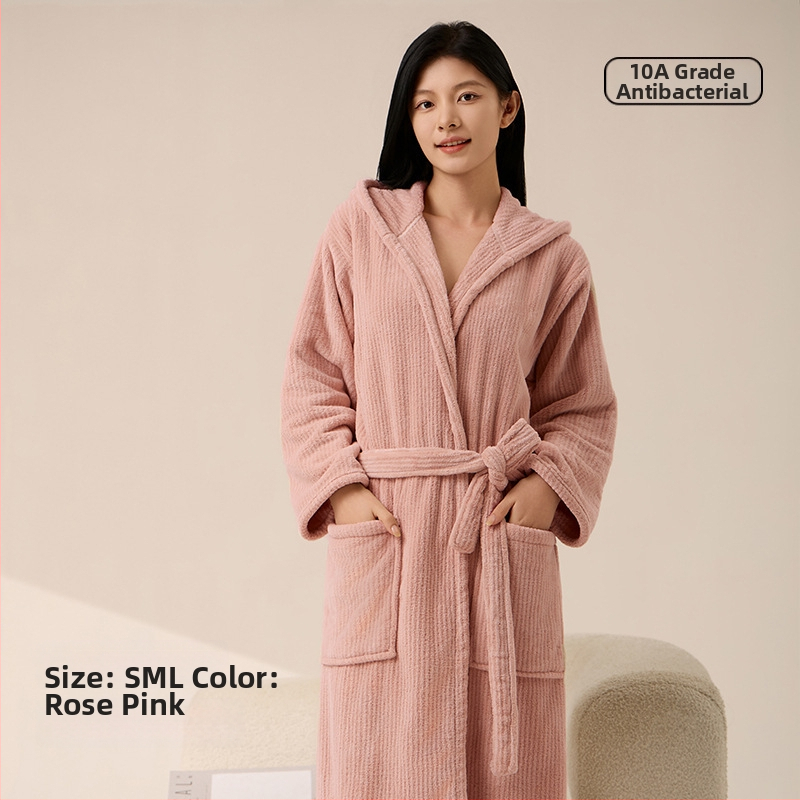 Μπουρνούζι μπάνιου από φλις κοραλλιού, πολυεστερικό νήμα με νάιλον συνθετικό νήμα, 720 g