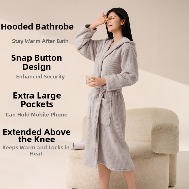 Μπουρνούζι μπάνιου από φλις κοραλλιού, πολυεστερικό νήμα με νάιλον συνθετικό νήμα, 720 g