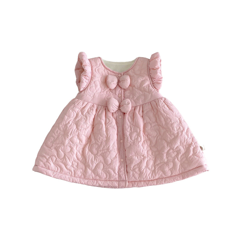 Korējas stila bez piedurknēm princeses kleita, poliesters, vienkrāsaina, ziemas sezona, 3–8 gadi