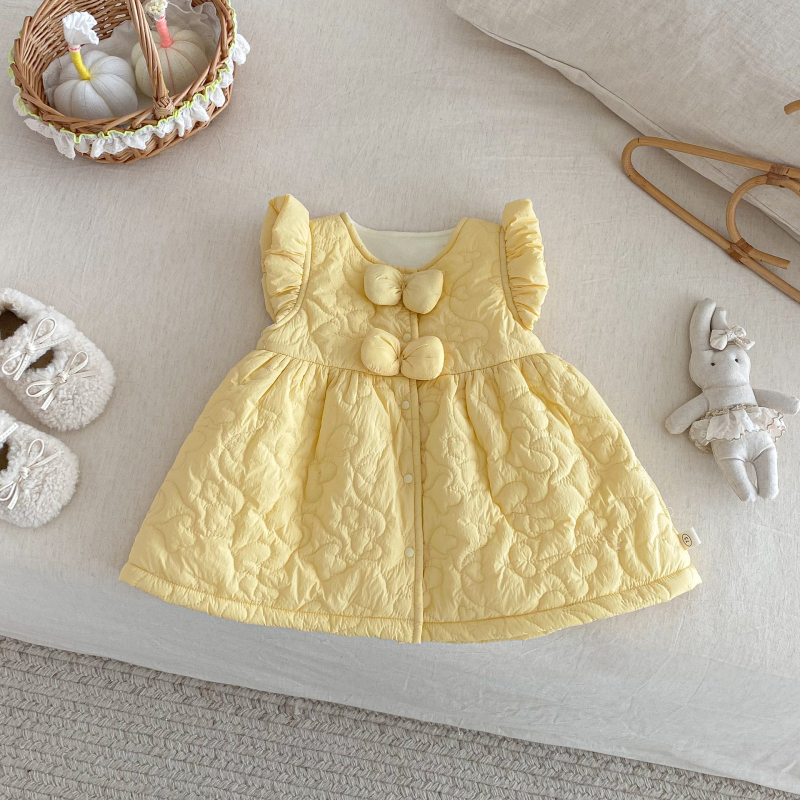 Korējas stila bez piedurknēm princeses kleita, poliesters, vienkrāsaina, ziemas sezona, 3–8 gadi