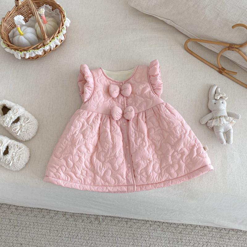 Korējas stila bez piedurknēm princeses kleita, poliesters, vienkrāsaina, ziemas sezona, 3–8 gadi