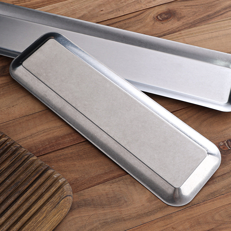 Plată din oțel inoxidabil, pătrată, design uniform, stil retro, compatibilă cu cuptorul cu microunde, personalizare și imprimare logo